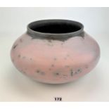 Studio art pottery pink vase bowl 7” high x 16” dia