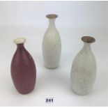 3 x Studio art pottery stoneware vases signed Alice Gaskell, Cape Cornwall. 8.5”, 7.5” and 7”