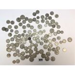Bag of pre-1947 silver coins, florins, shillings and sixpences. total w: 24 ozt