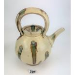 Studio Art pottery three colour glaze, oxidized stoneware signed Takeshi Yasuda 1989. Teapot 10”