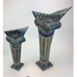 2 x Studio art salt glazed pottery vases signed Andrew Osborne ’88. 16” and 22”