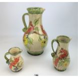 Set of 3 Studio art pottery jugs. Signed Paul Jackson ’92. The Ladygate Gallery. Tallest 15” high