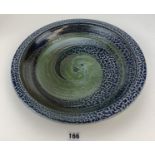 Studio art pottery charger signed JH Jane Hamlyn 14” dia x 2.5” high