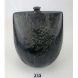Peter Hayes Studio pottery bottle shaped vase, Raku fired, signed to base ‘88. 8” high