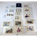 9 Post Office Picture Cards, 3 First Day Covers, Assorted Stamps And Royal Mail Millennium