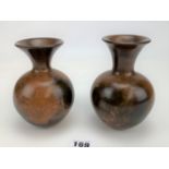 Pair of Studio art pottery vases. Signed Michael Allen 5.5” high