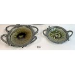 Pair of Studio art pottery dishes, signed Walter ‘Wally’ Keeler. 7” & 11” diameters