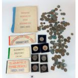 Quantity of UK and world coins inc. Penny sets