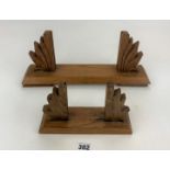 2 carved wooden stands, 15” long x 7” high & 8” long x 5.5” high