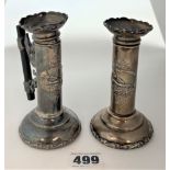 Pair of silver Art Nouveau candlesticks, Birmingham 1904. 1 dragon handle