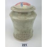 Studio Art pottery lidded pot signed John Gibson and Judy, Courtyard Pottery 6.5” high