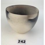 Studio art pottery smoke-fired earthenware vase signed Karin Hessenberg 3” high