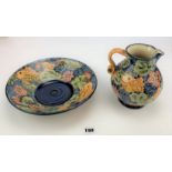 Studio Art Pottery earthenware bowl and jug. Signed Paul Jackson. 11” dia and 7.5” high