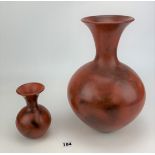 Studio art pottery vase and small vase. Signed Michael Allen. 6” high and 13” high
