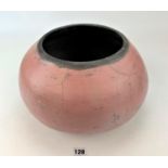 Studio art pottery pink circular vase 9” x 13” dia