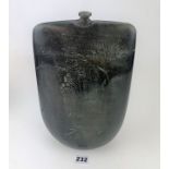 Peter Hayes Studio pottery bottle shaped vase, Raku fired, signed to base ’88. 11” high