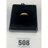 18k gold ring with 5 small diamonds, size N, w: 1.6 gms