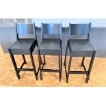 3 black wooden bar stools