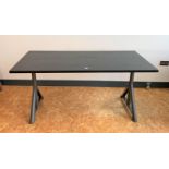 Black ash office table with metal legs