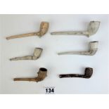 6 clay pipes