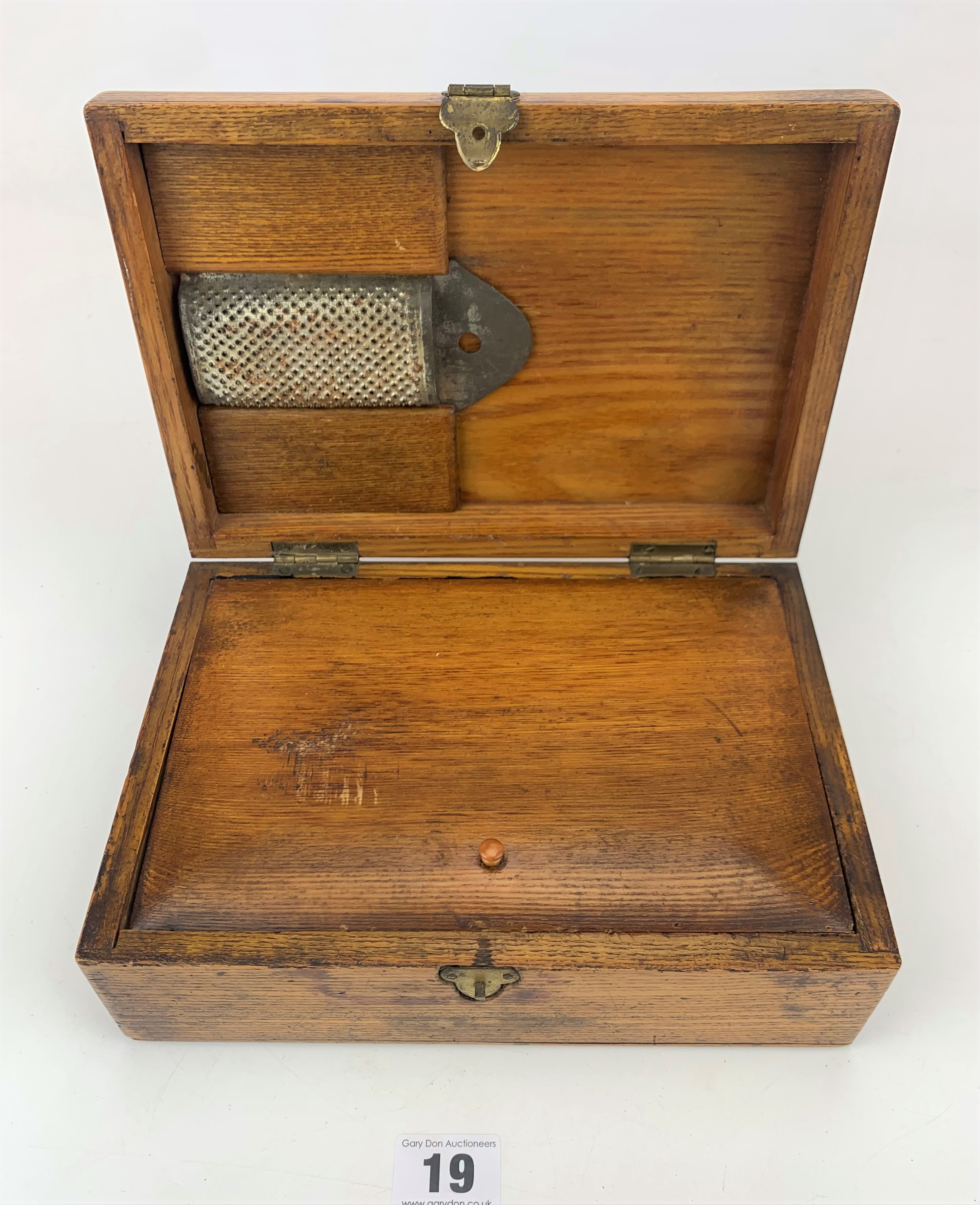Wood and brass herb box with nutmeg grater
