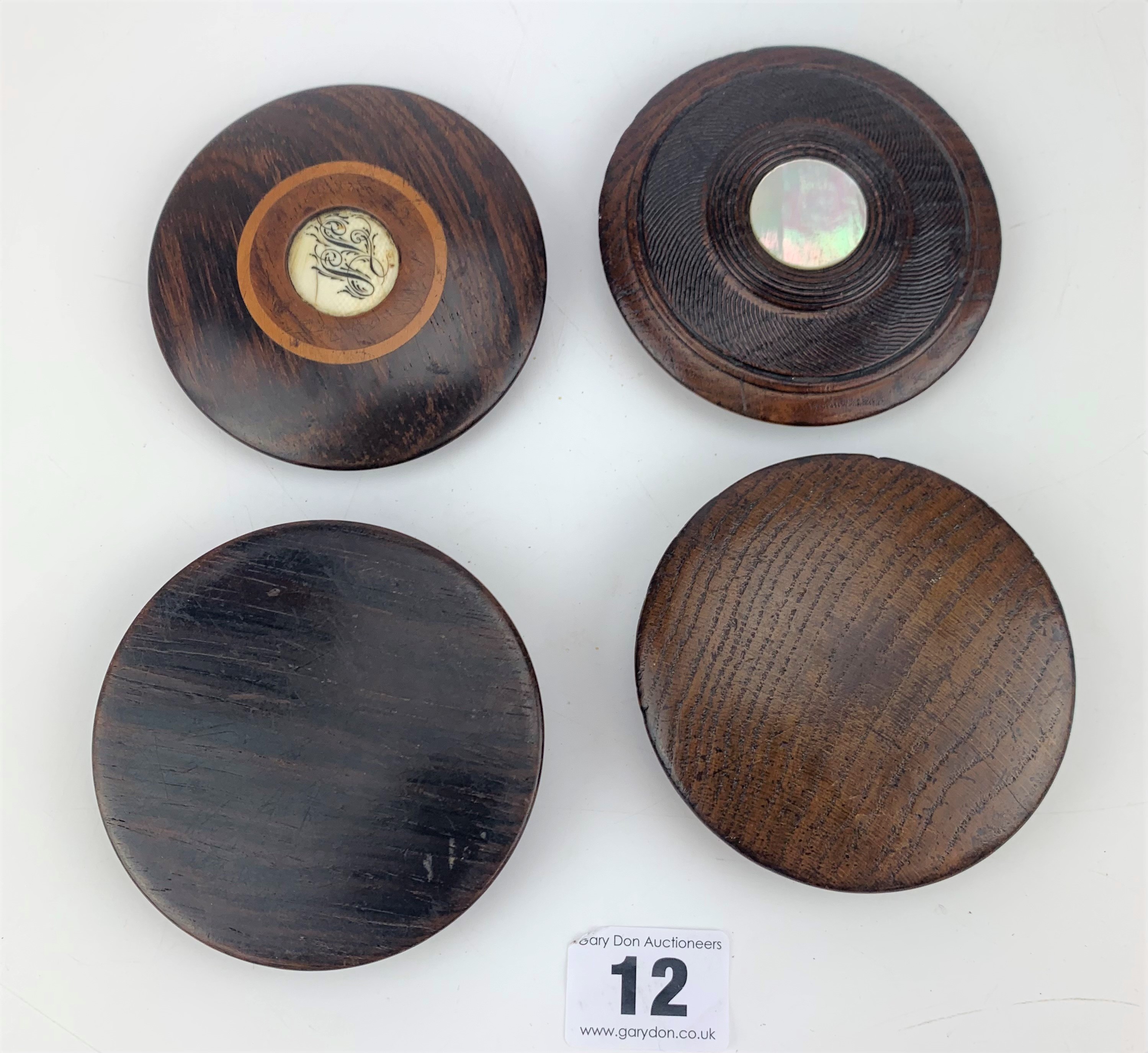 2 Georgian round wooden snuff boxes - Image 6 of 6