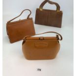 3 leather handbags