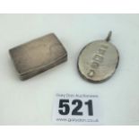 Silver pendant and small silver box