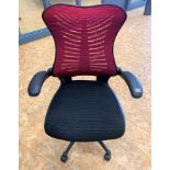 Black/red material swivel adjustable office chair