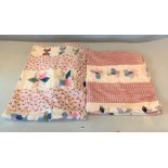 2 Large hand embroidered patchwork quilts