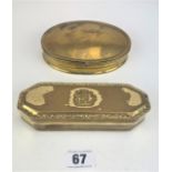 2 brass tobacco boxes