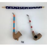2 African pipes and African pipe stem