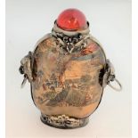 Oriental scene glass ornate snuff jar