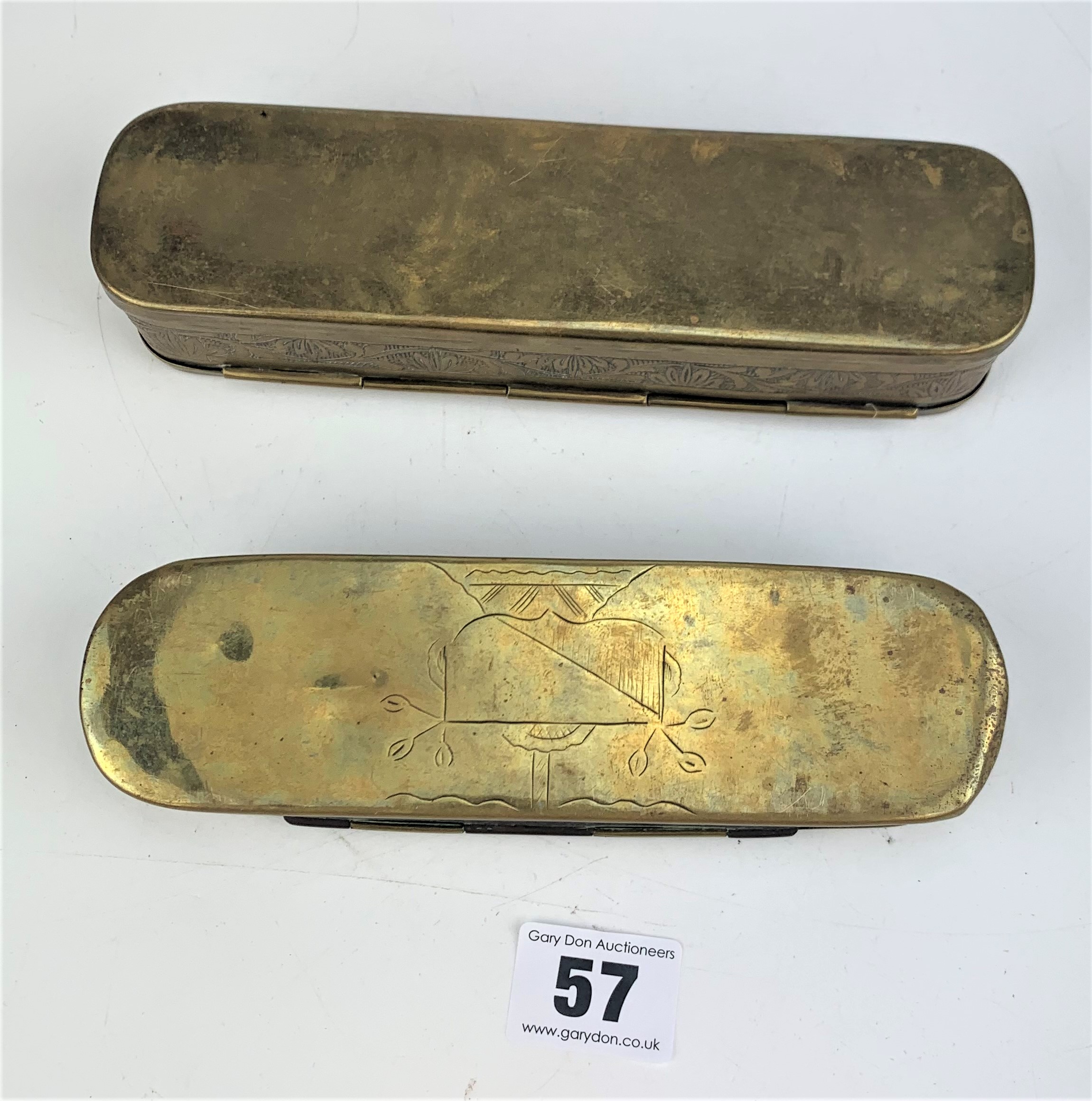 2 embossed brass tobacco boxes - Image 6 of 6