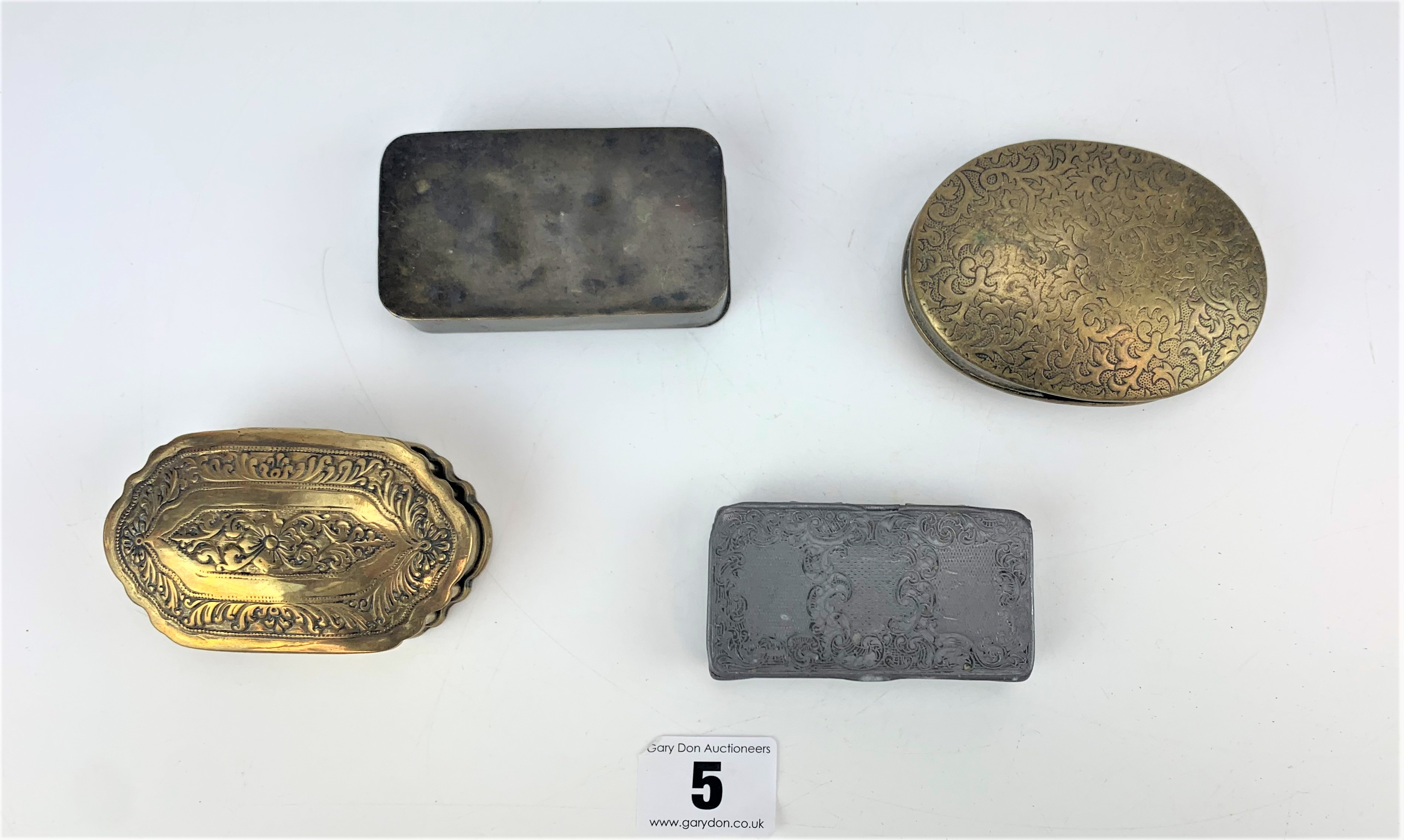 Mixed brass and pewter snuff boxes - Image 2 of 5