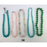 5 coloured bead necklaces
