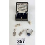 4 pairs of dress earrings and ring