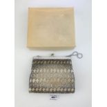 Silver beaded evening bag