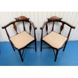 Pair of inlaid corner chairs