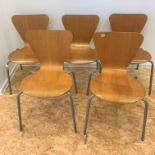 5 stackable wood/metal chairs