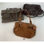 3 leather handbags