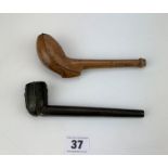 18th Century wooden pipe box and metal pipe box
