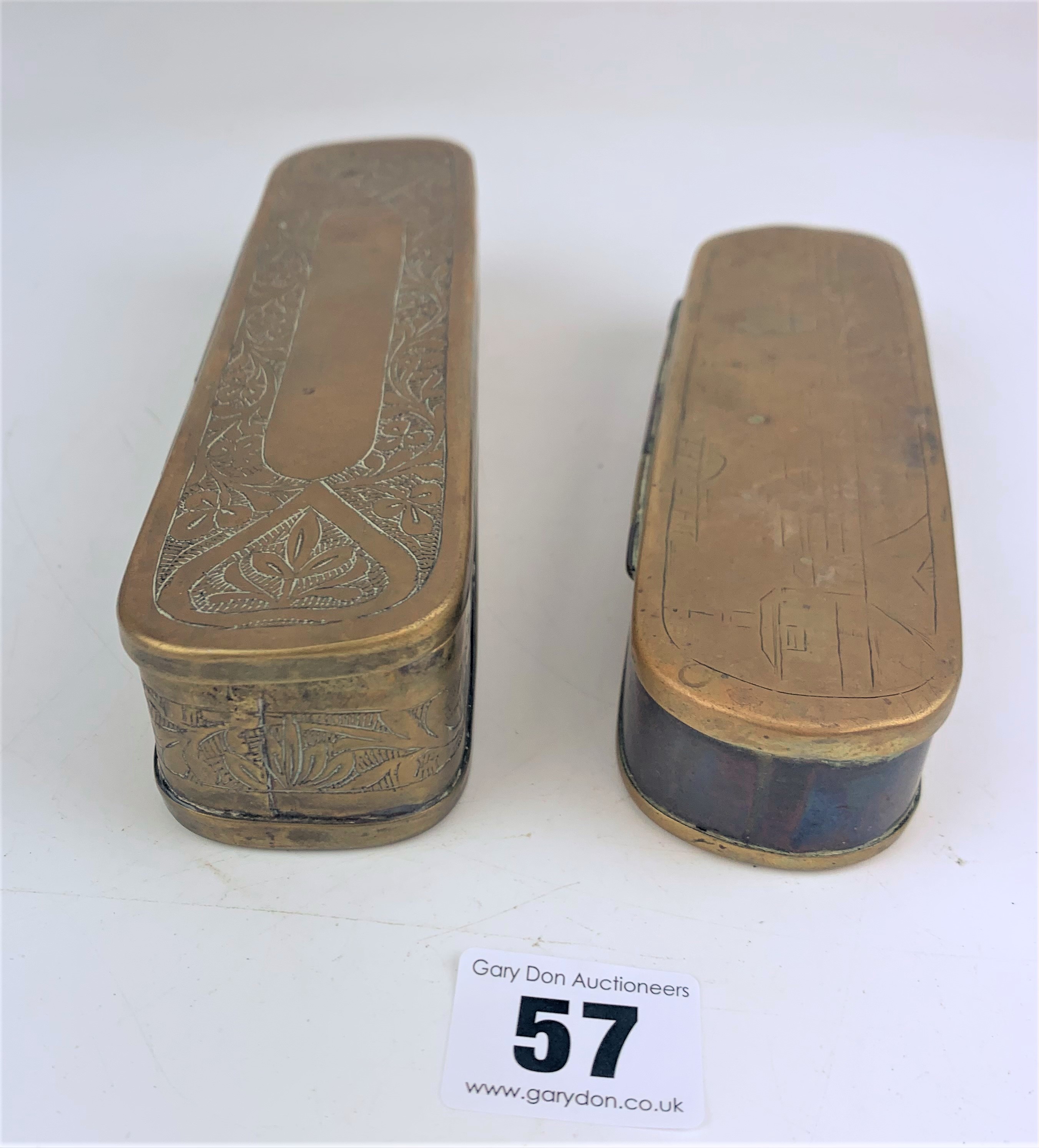 2 embossed brass tobacco boxes - Image 4 of 6