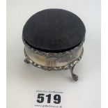 Round pin cushion is silver holder