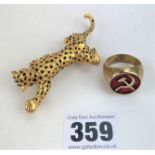 Dress leopard brooch and Russian ring