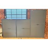 3 metal bookcases with roller shutters