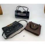 3 leather handbags