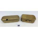 2 brass engraved tobacco boxes
