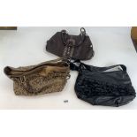 3 leather handbags