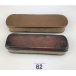 2 copper and brass engraved tobacco boxes